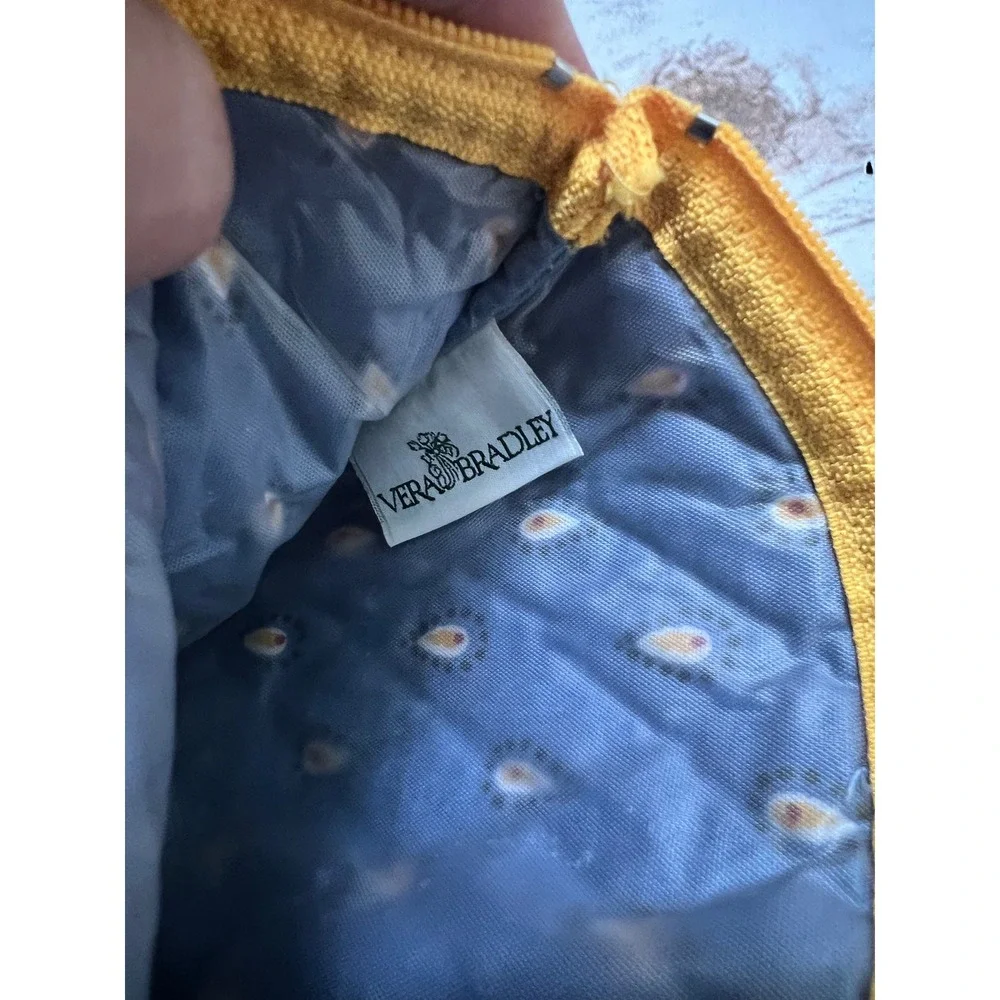 VTG Vera Bradley Cosmetic Pouch Yellow Floral Quilted Cotton Zipper Bag OS